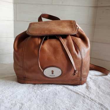 Fossil Tan Leather Maddox Distressed Vintage 1954… - image 1