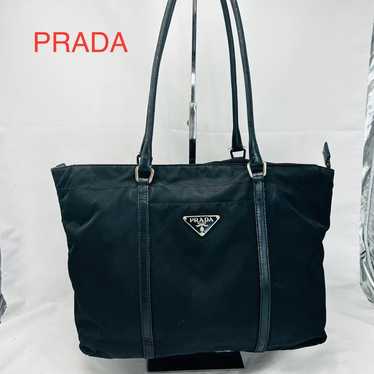 PRADA Tote Bag Nylon Tessuto Triangle Logo Black