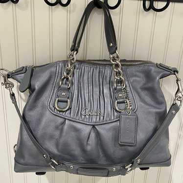 Coach Sophia Madison Satchel Grey Iridescent Gray Leather Shoulder shops handbags