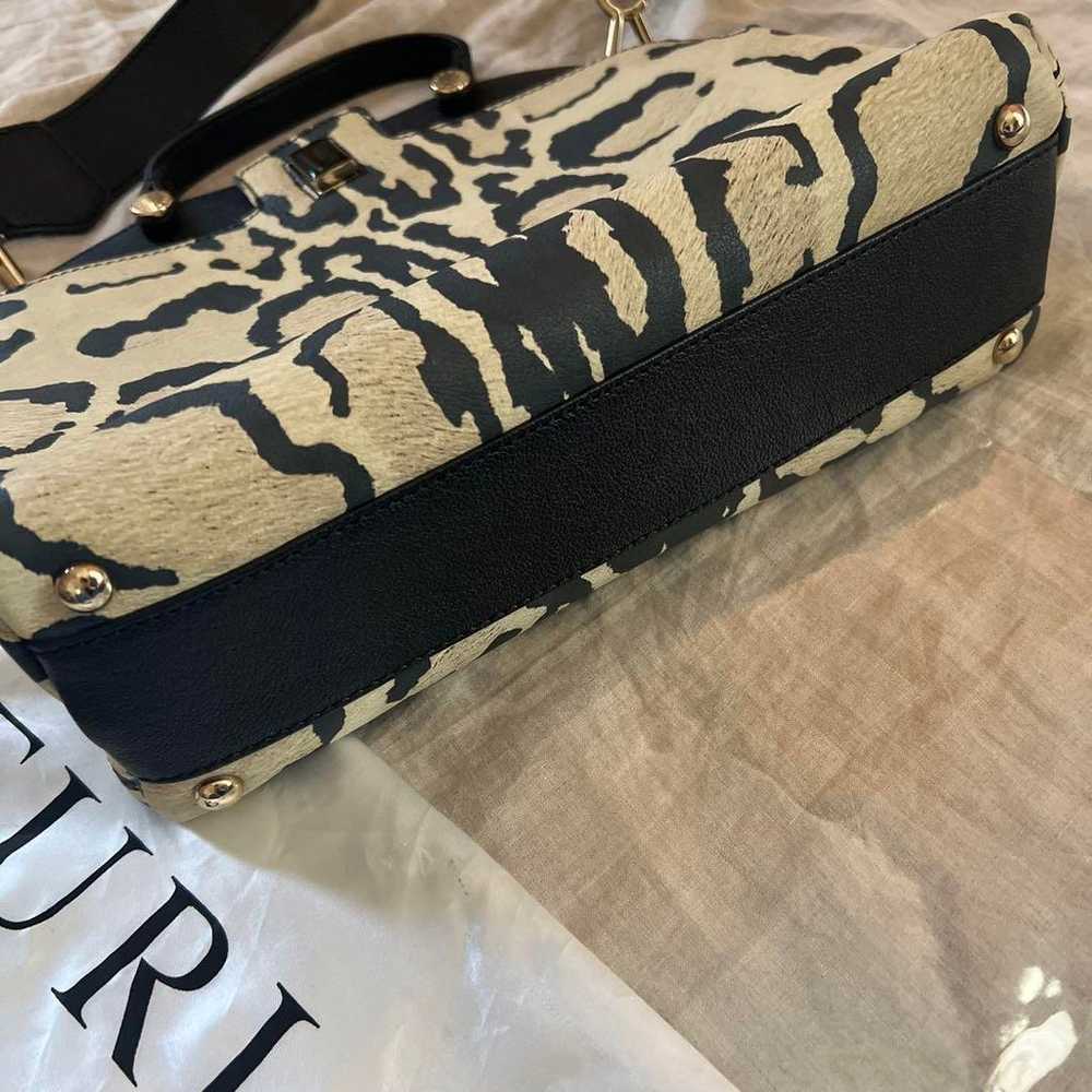 FURLA Bag Zebra Pattern Black Beige Shoulder Bag - image 12