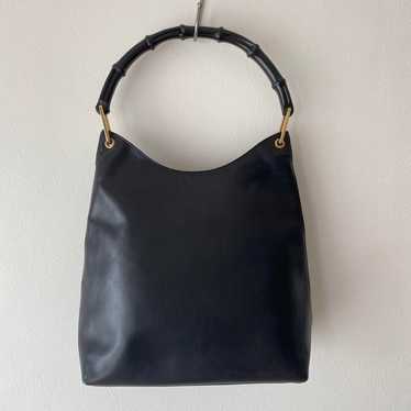 【GUCCI】Bamboo Tote Black Leather Bamboo Handle