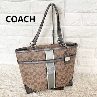 COACH Heritage Stripe Tote Bag PVC Signature