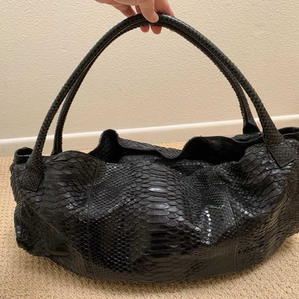 Devi Kroell Black Python Snake Skin Roman Handbag - image 1