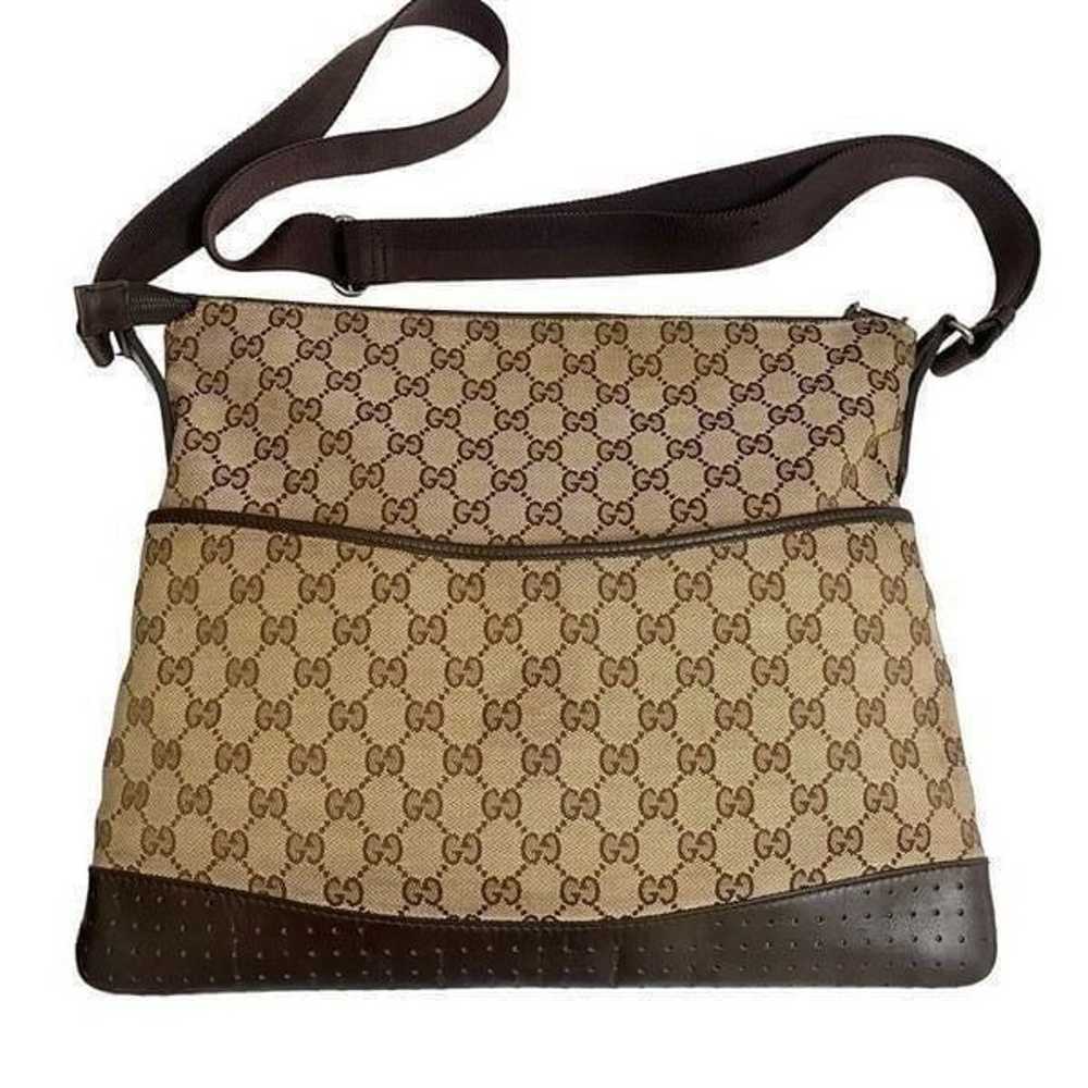 GUCCI GG Canvas Leather Crossbody Shoulder Bag - image 2