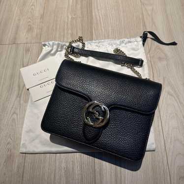 GUCCI Black Leather Shoulder Bag