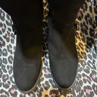 JJ extra wide calf suede boots, black, size 36, l… - image 1