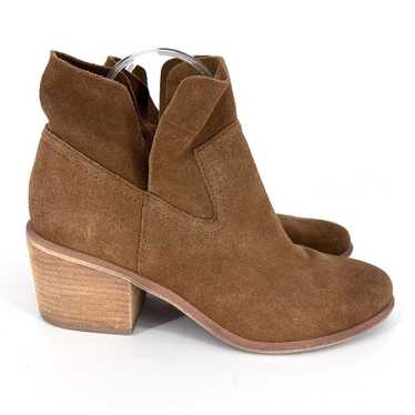 BP. Suede Notched Booties Cognac Brown 8