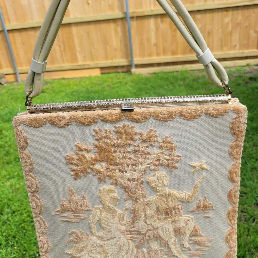 Vintage 1960’s Purse Love Birds Victorian Chenill… - image 11