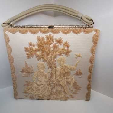 Vintage 1960’s Purse Love Birds Victorian Chenill… - image 1