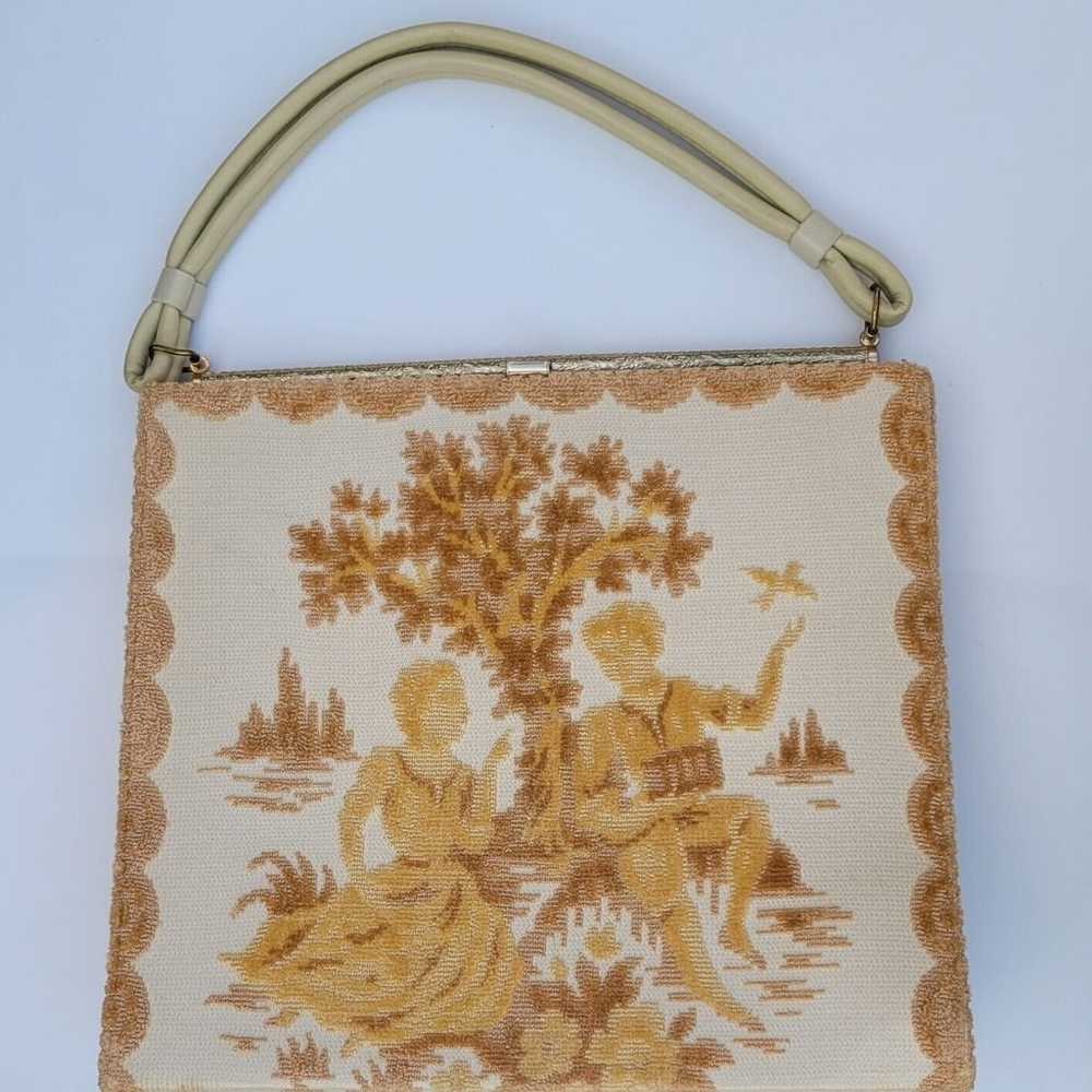 Vintage 1960’s Purse Love Birds Victorian Chenill… - image 3