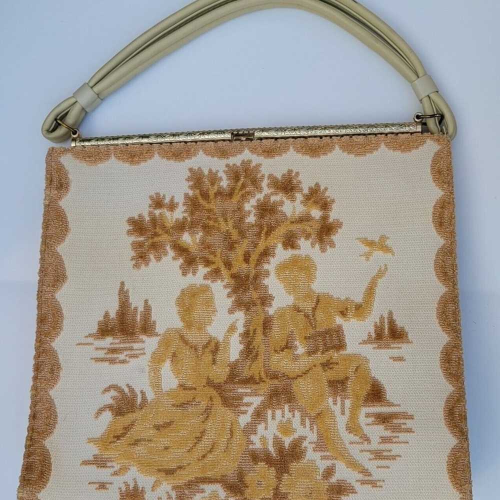 Vintage 1960’s Purse Love Birds Victorian Chenill… - image 4