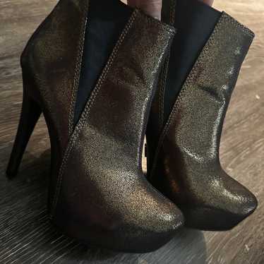 Gold glitter ankle booties