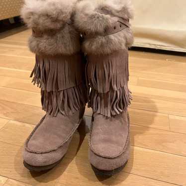 Abahouse de Vinette Rabbit Fur Fringe Boots - image 1