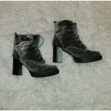 Madden Girl Velvet Grey Chunky Boots