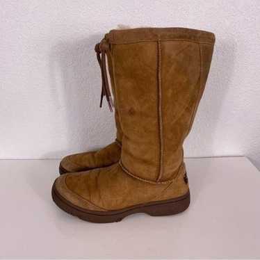 UGG Chestnut Leather Suede & Brown Fur Lined Tall… - image 1