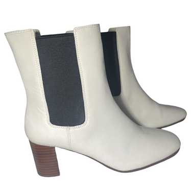 J.Crew Willa leather stacked-heel boots White leat