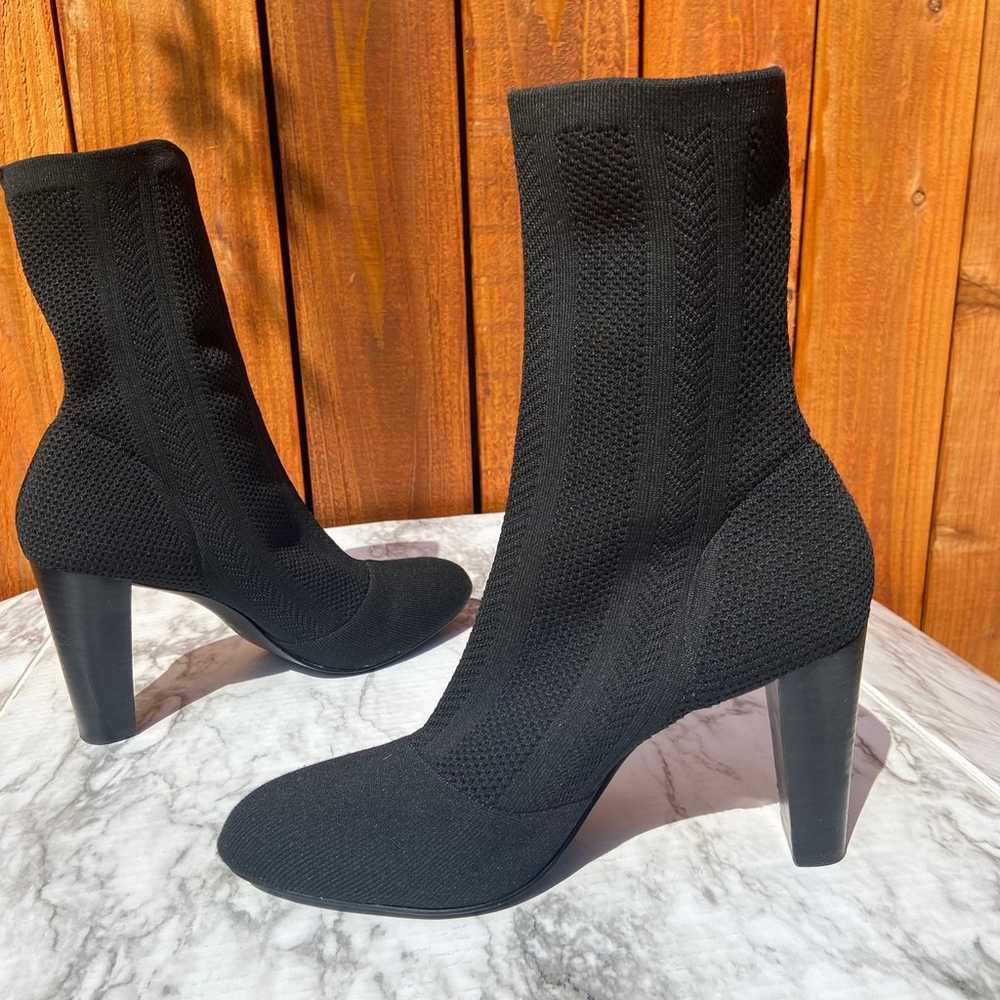 Charles David Black Knit Sock Boot Heels - image 2