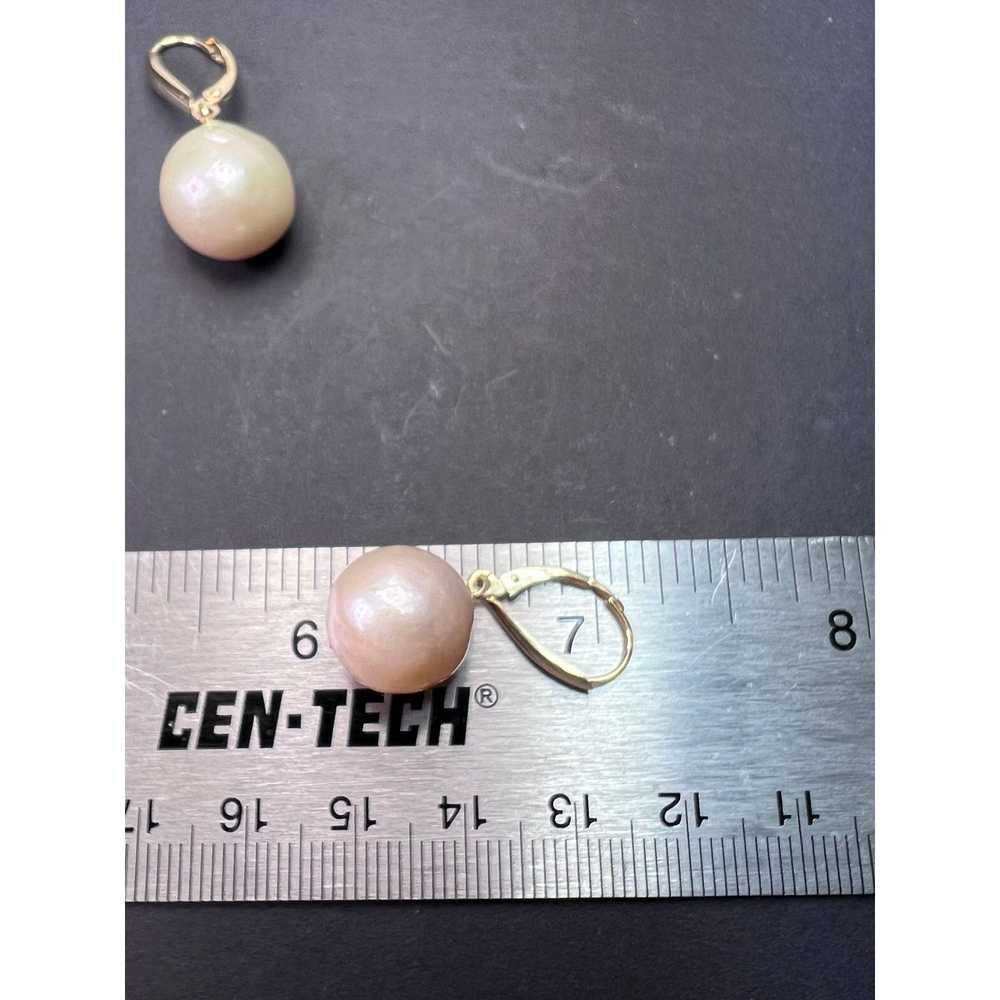 Other 14k gold lever back pearl earrings - image 11