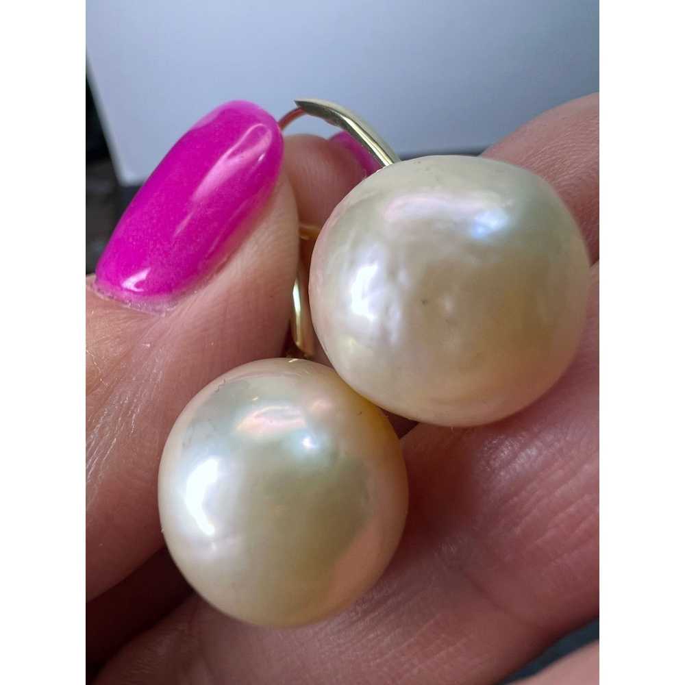 Other 14k gold lever back pearl earrings - image 6