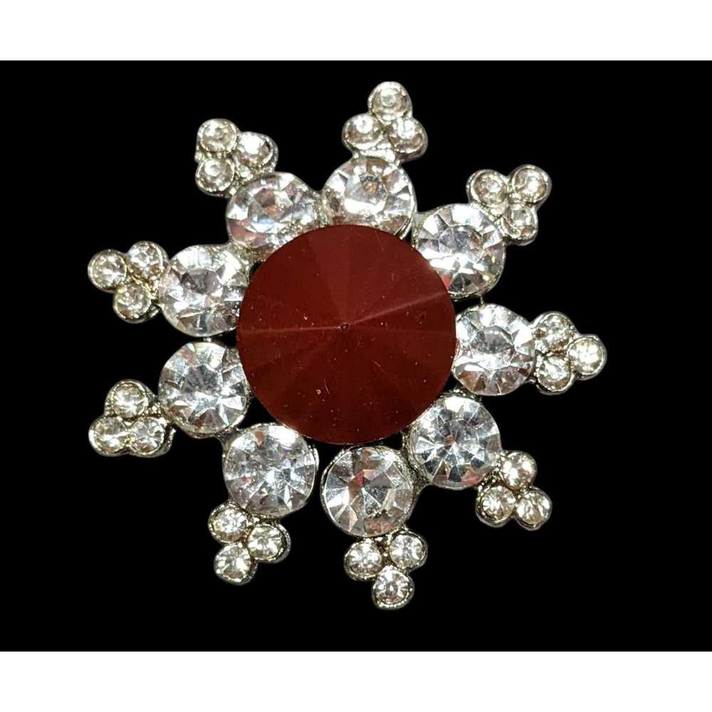 Other Vintage Red And Silver Star Rhinestone Broo… - image 2