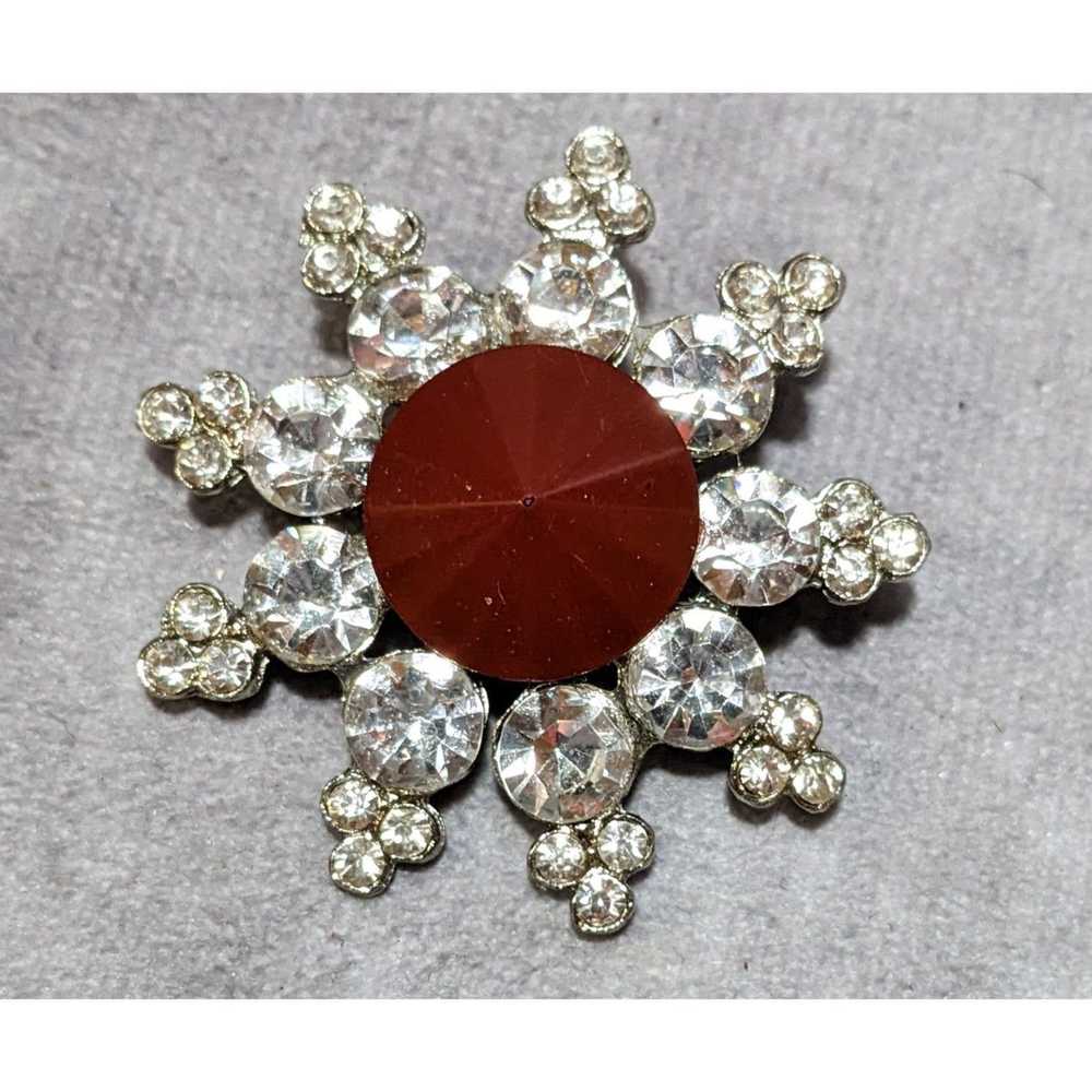 Other Vintage Red And Silver Star Rhinestone Broo… - image 4