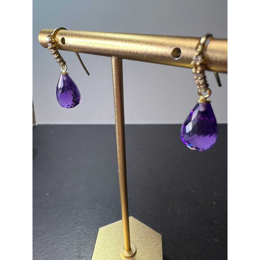 Other 14k gold amethyst briolette and diamond dan… - image 2