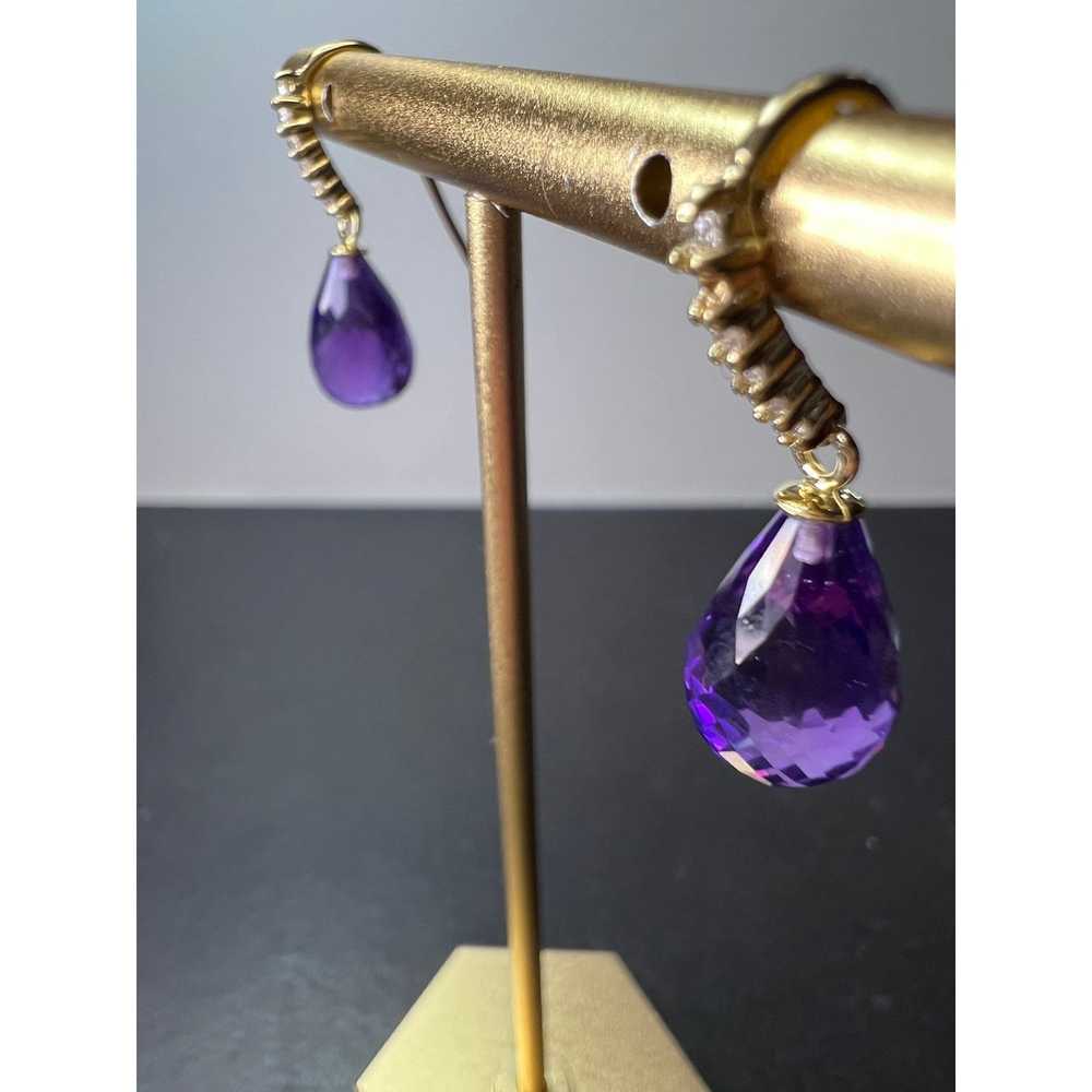 Other 14k gold amethyst briolette and diamond dan… - image 5