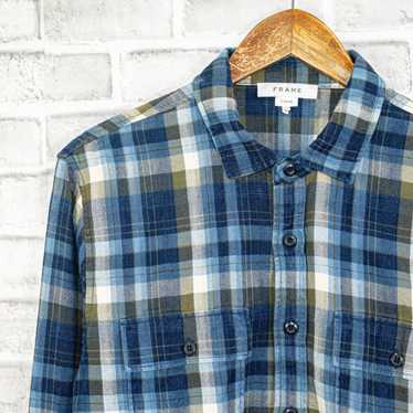 Frame FRAME Denim Flannel Shirt Blue Plaid cotton… - image 1