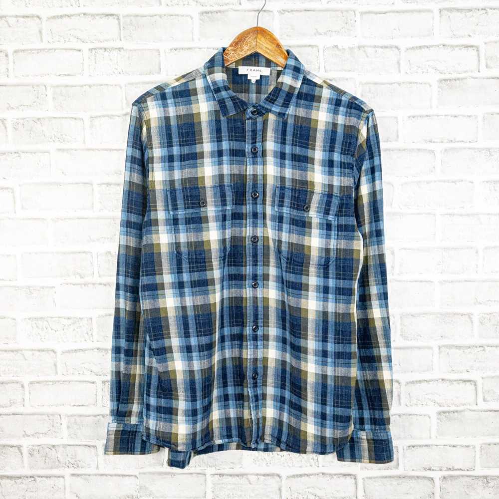 Frame FRAME Denim Flannel Shirt Blue Plaid cotton… - image 2