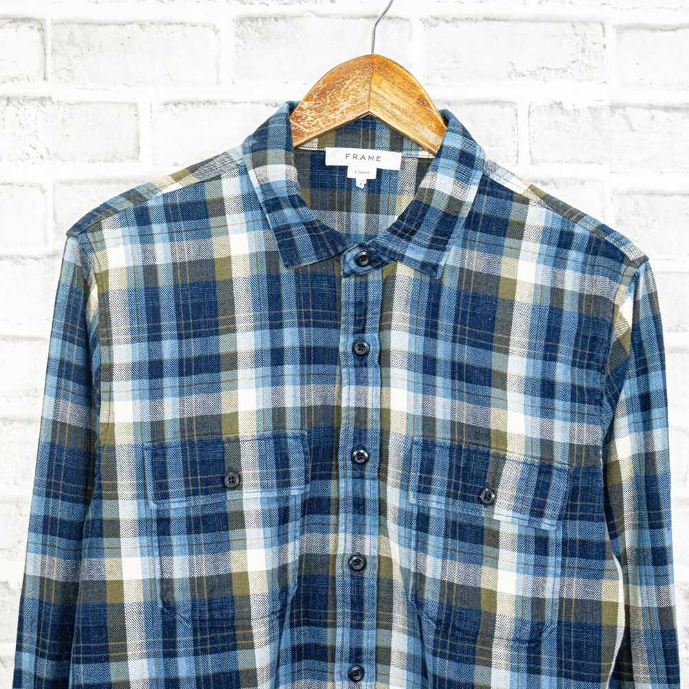 Frame FRAME Denim Flannel Shirt Blue Plaid cotton… - image 4