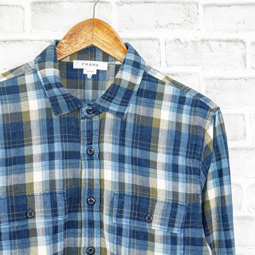 Frame FRAME Denim Flannel Shirt Blue Plaid cotton… - image 5