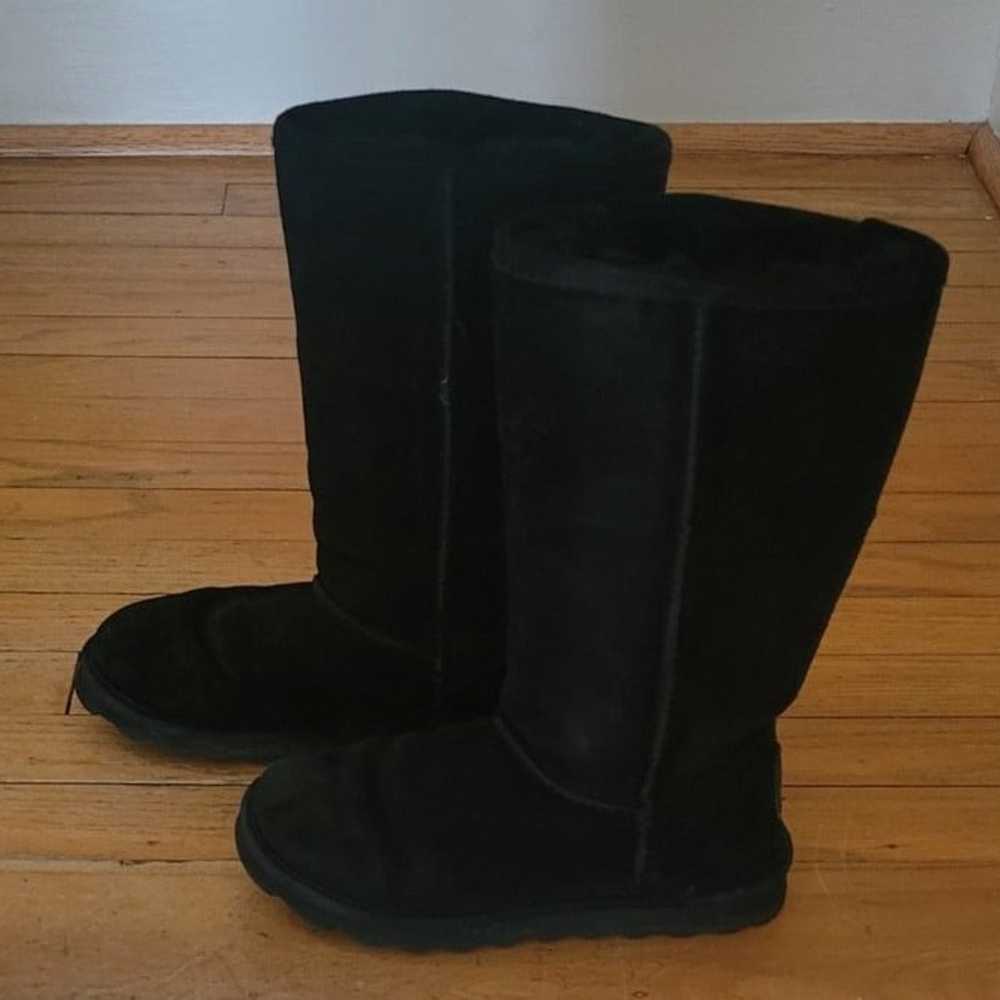 BEARPAW Elle Tall Women's Black Suede Boots Size 5 - image 4