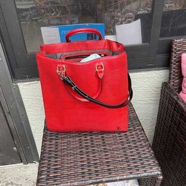 LOUIS VUITTON RED   Sac Plat AUTHENTIC  TOTE EPI A