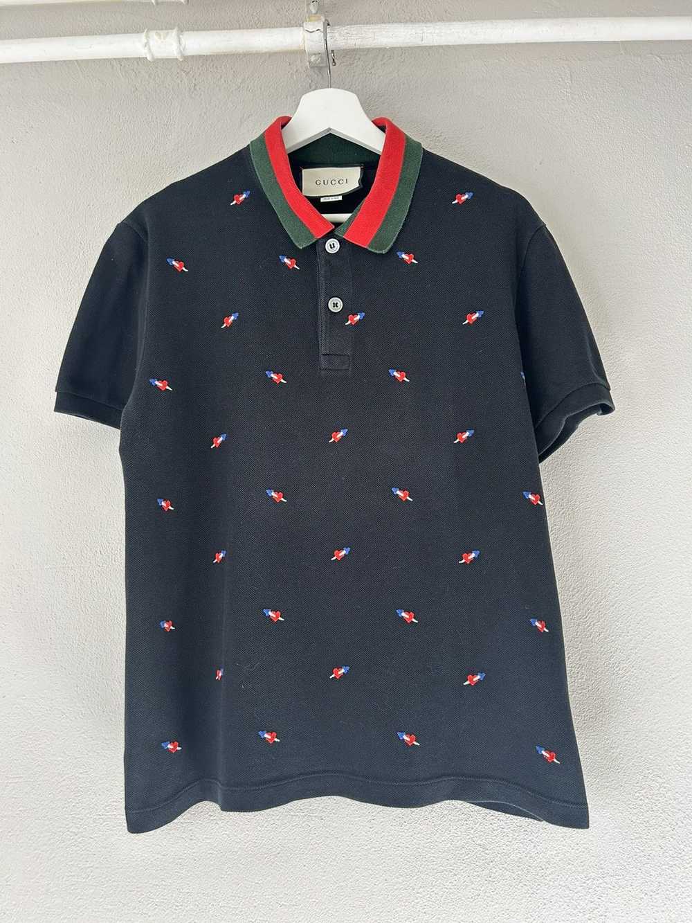 Gucci Gucci Embroidered Pierced Heart Polo, Size … - image 1