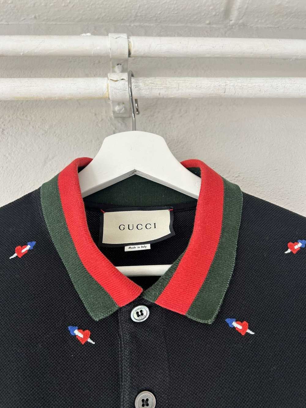 Gucci Gucci Embroidered Pierced Heart Polo, Size … - image 3