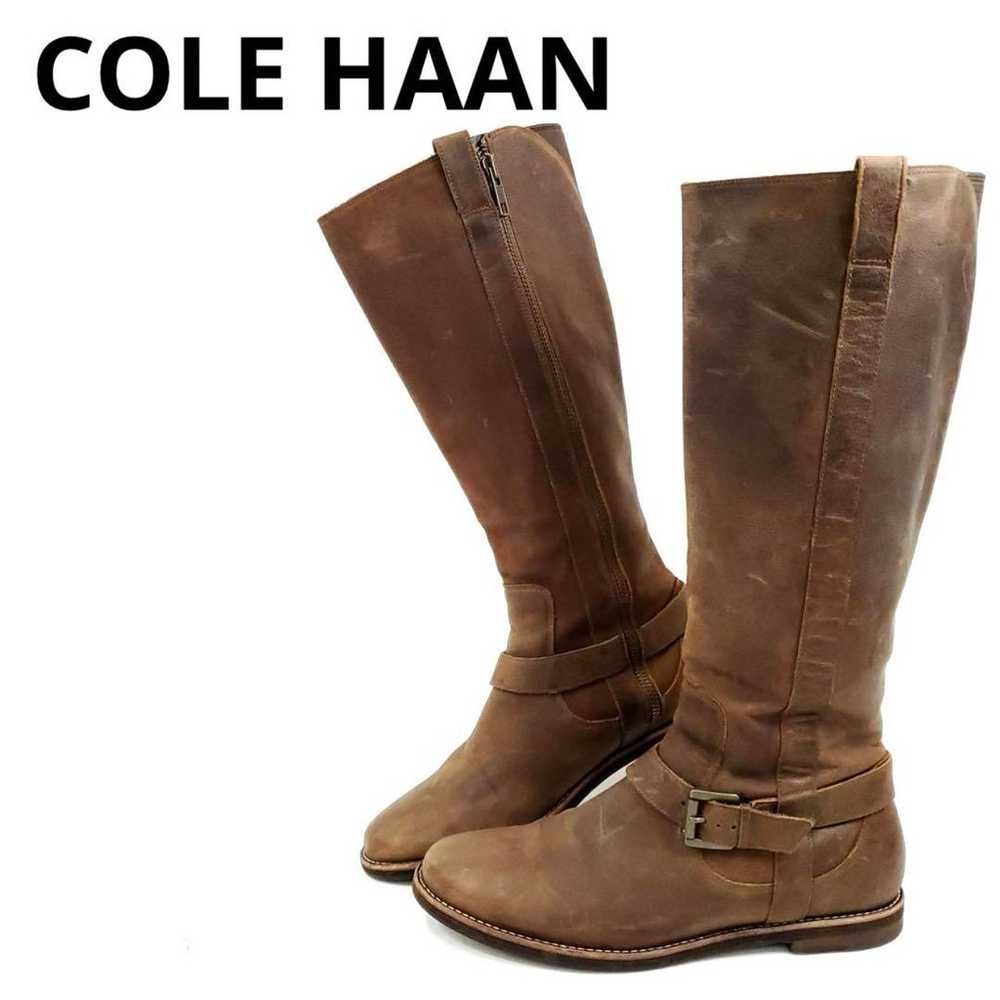 Cole Haan Side Zip Belt Leather Long Boots Genuin… - image 1