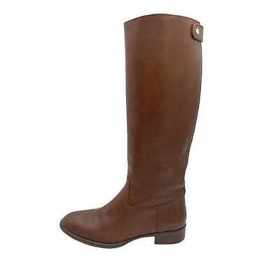 J. Crew Brown Leather Back Zip Knee High Riding Bo