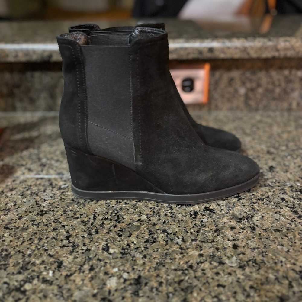 Aquatalia black leather wedge heel booties - image 1