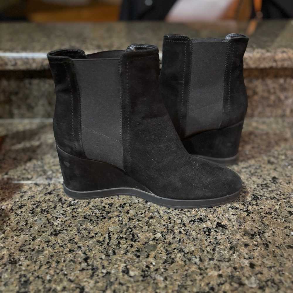 Aquatalia black leather wedge heel booties - image 3