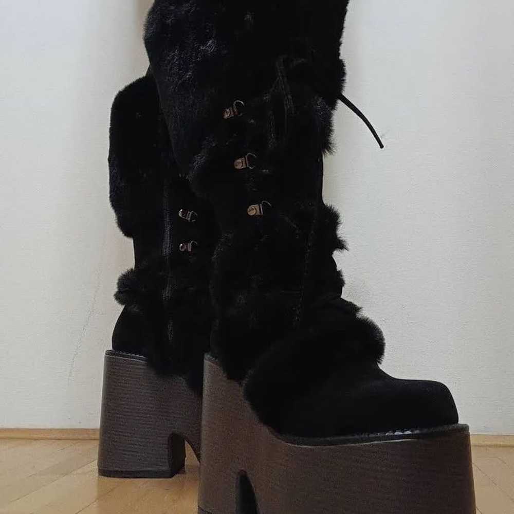 Demonia Pure Vigilance 2.0 Black Faux Fur Boots - image 3