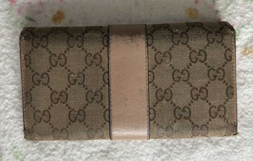 Gucci Gucci GG Canvas Rose Leather Long Wallet - image 2