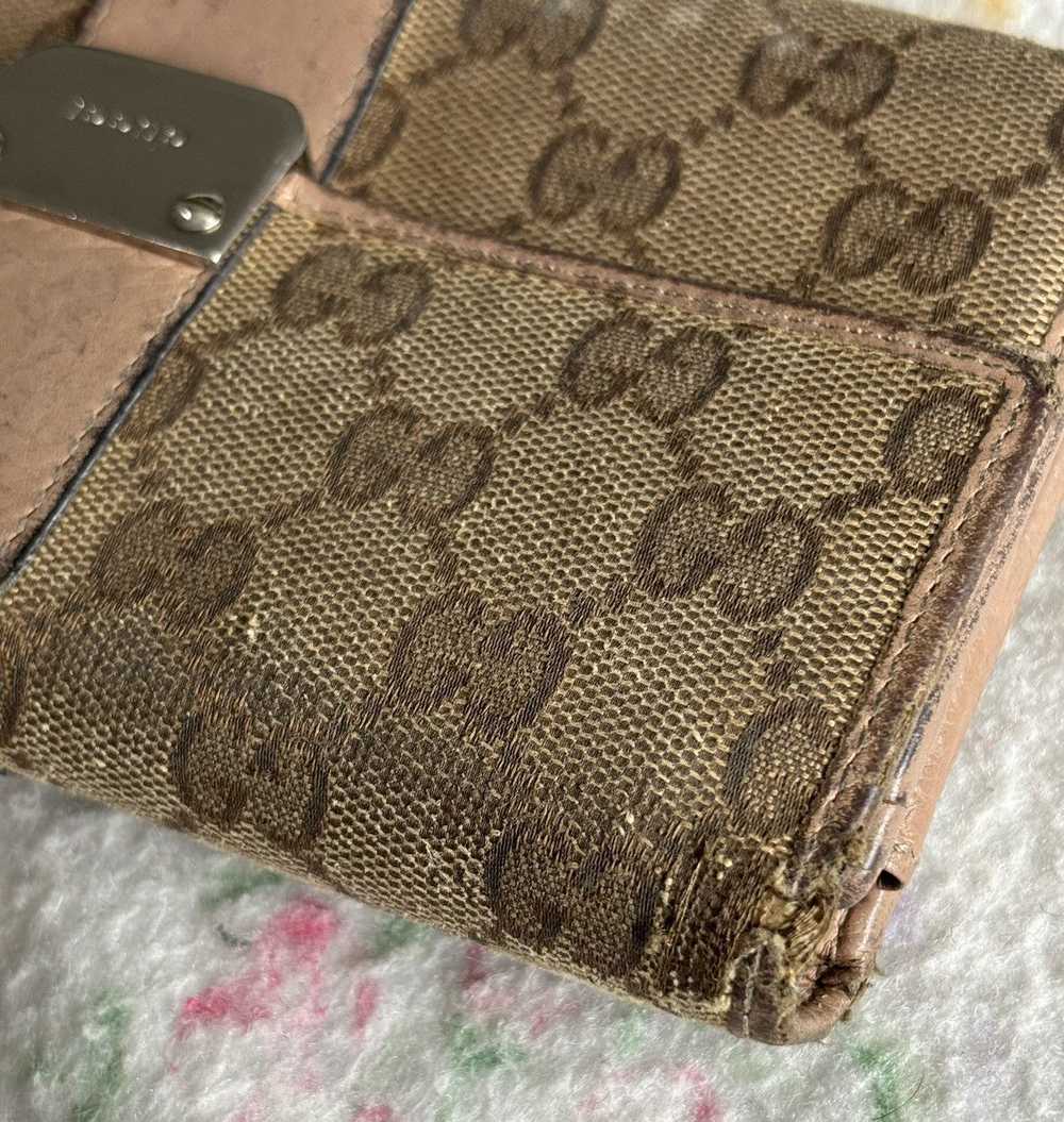 Gucci Gucci GG Canvas Rose Leather Long Wallet - image 3