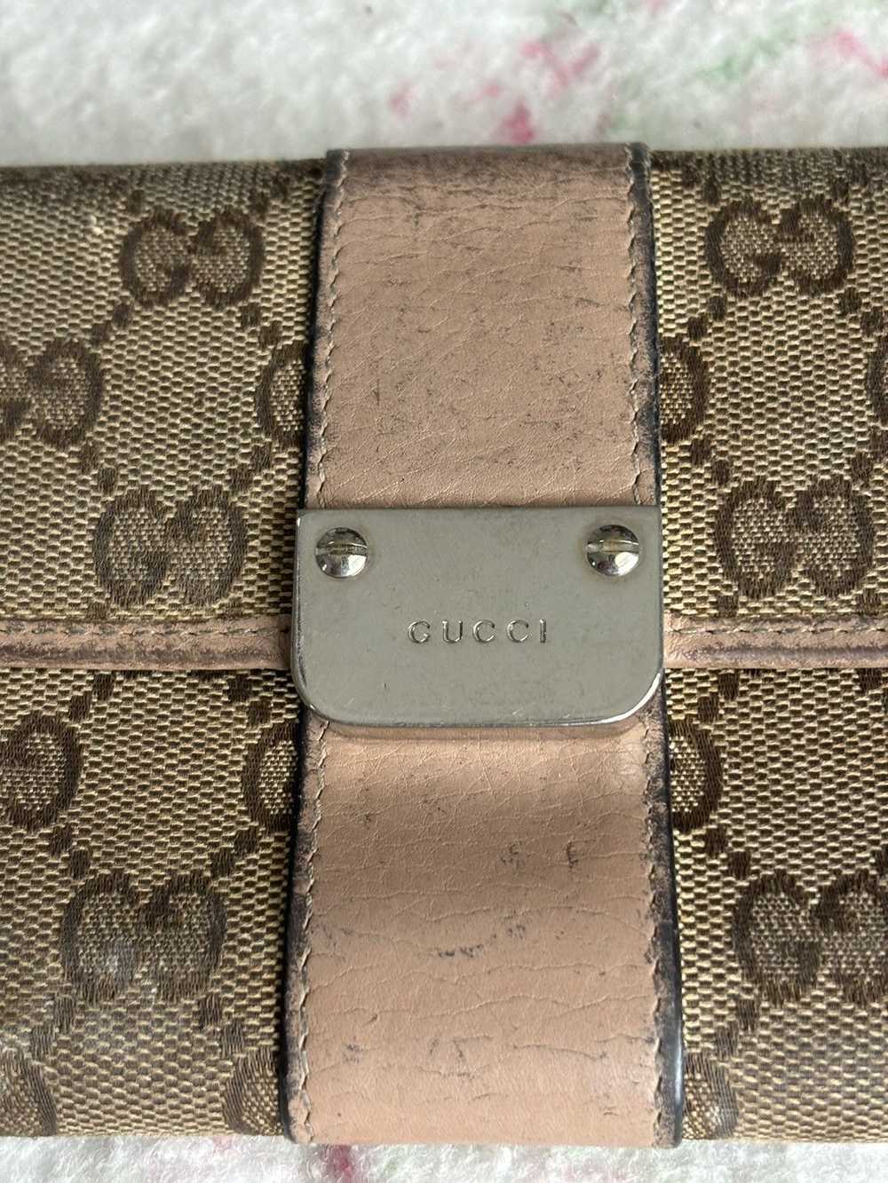 Gucci Gucci GG Canvas Rose Leather Long Wallet - image 5