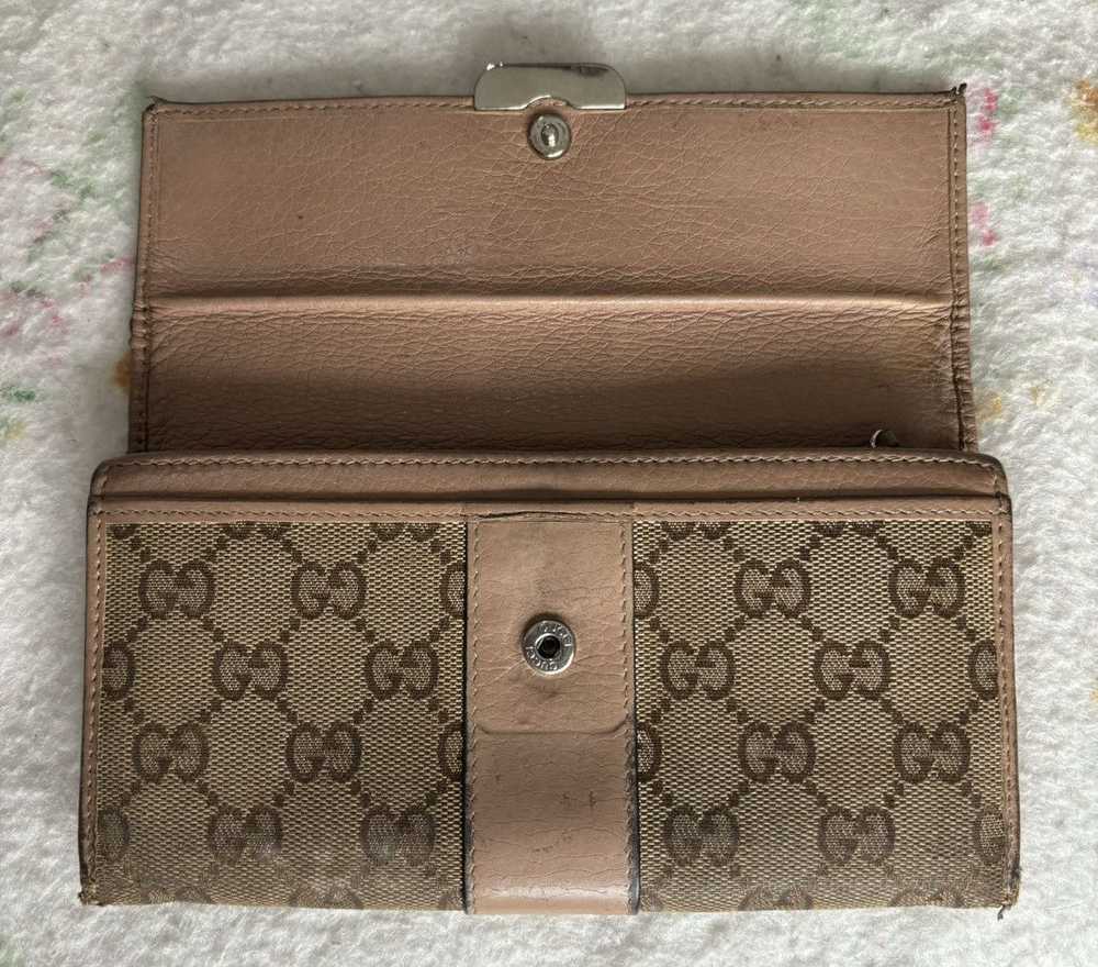 Gucci Gucci GG Canvas Rose Leather Long Wallet - image 8