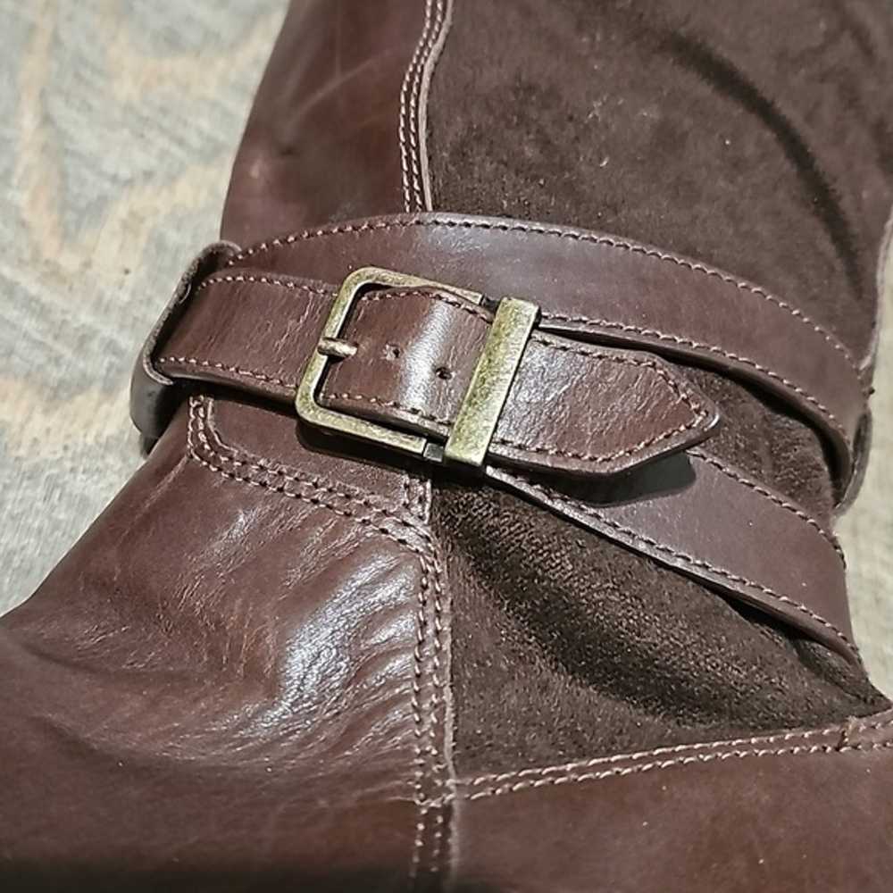 Cole Haan Knee High Wedge Heeled Boots Brown Size… - image 10