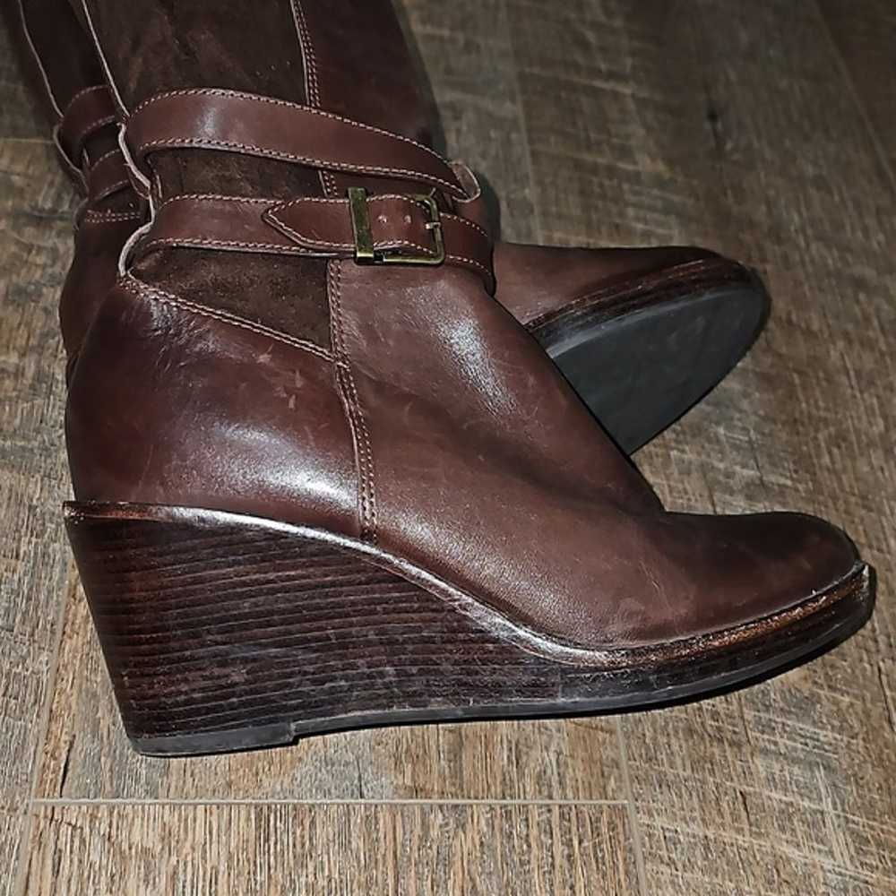 Cole Haan Knee High Wedge Heeled Boots Brown Size… - image 12