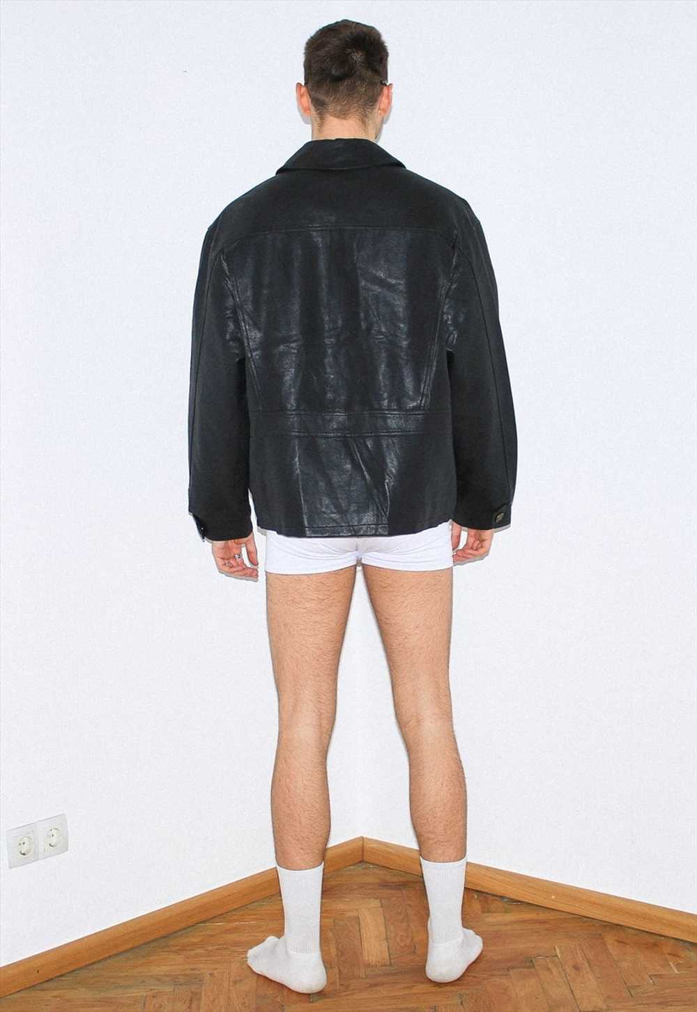 Vintage 00s utility leather jacket in black - image 3