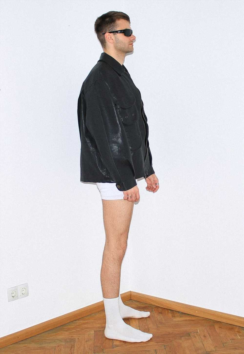 Vintage 00s utility leather jacket in black - image 4