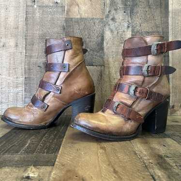 Freebird By Steven Bates Distressed Cognac Ankle … - image 1