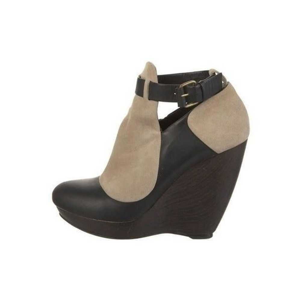 Balenciaga Leather Ankle Boots Beige Black Womens… - image 1